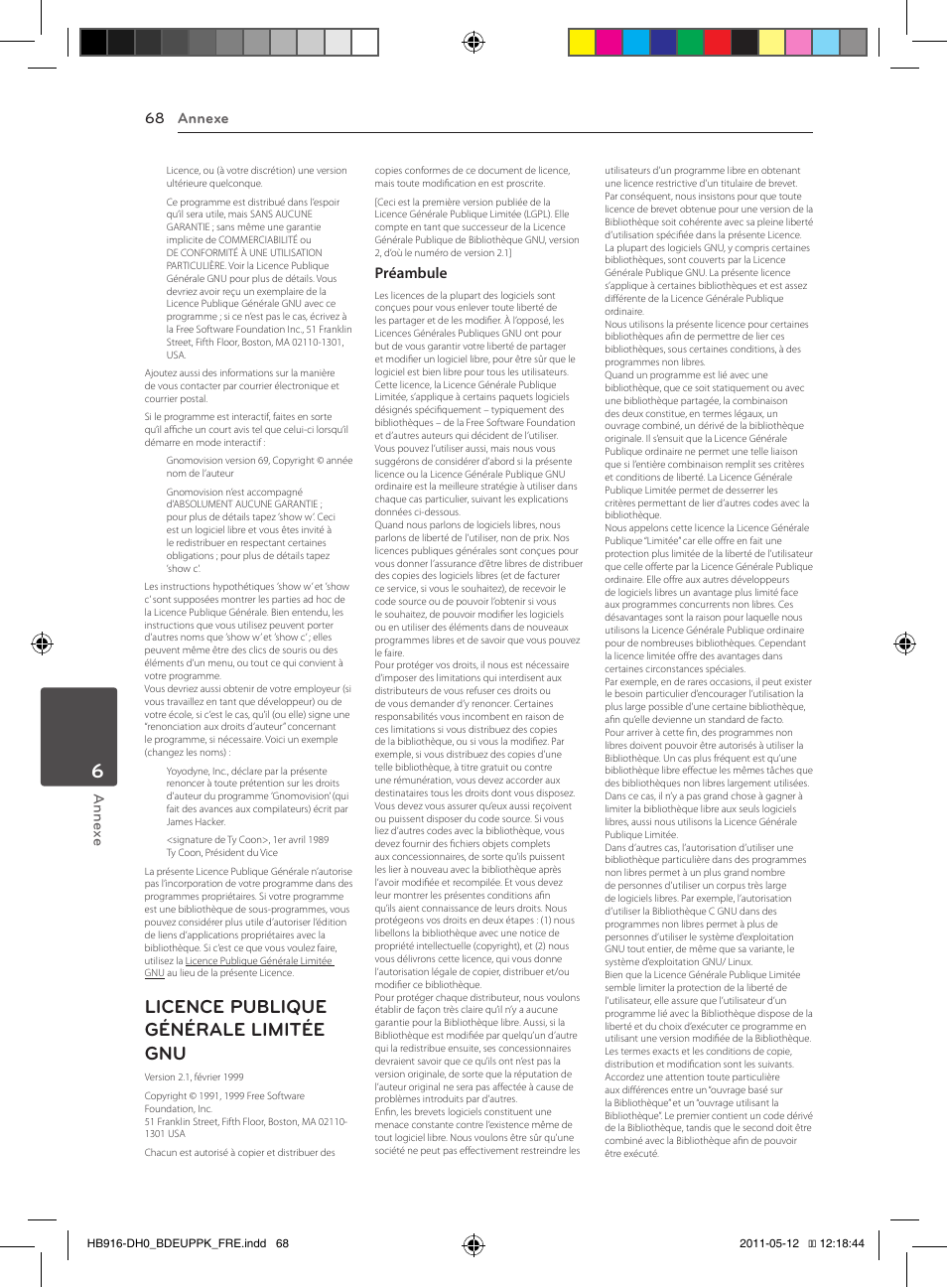 Licence publique générale limitée gnu | Pioneer BCS-414 User Manual | Page 132 / 400