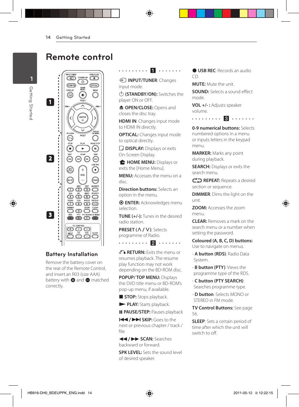 Remote control | Pioneer BCS-414 User Manual | Page 14 / 400