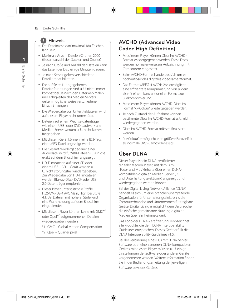 12 – avchd (advanced video codec high, Definition), 12 – über dlna | Avchd (advanced video codec high definition), Über dlna, Hinweis | Pioneer BCS-414 User Manual | Page 146 / 400