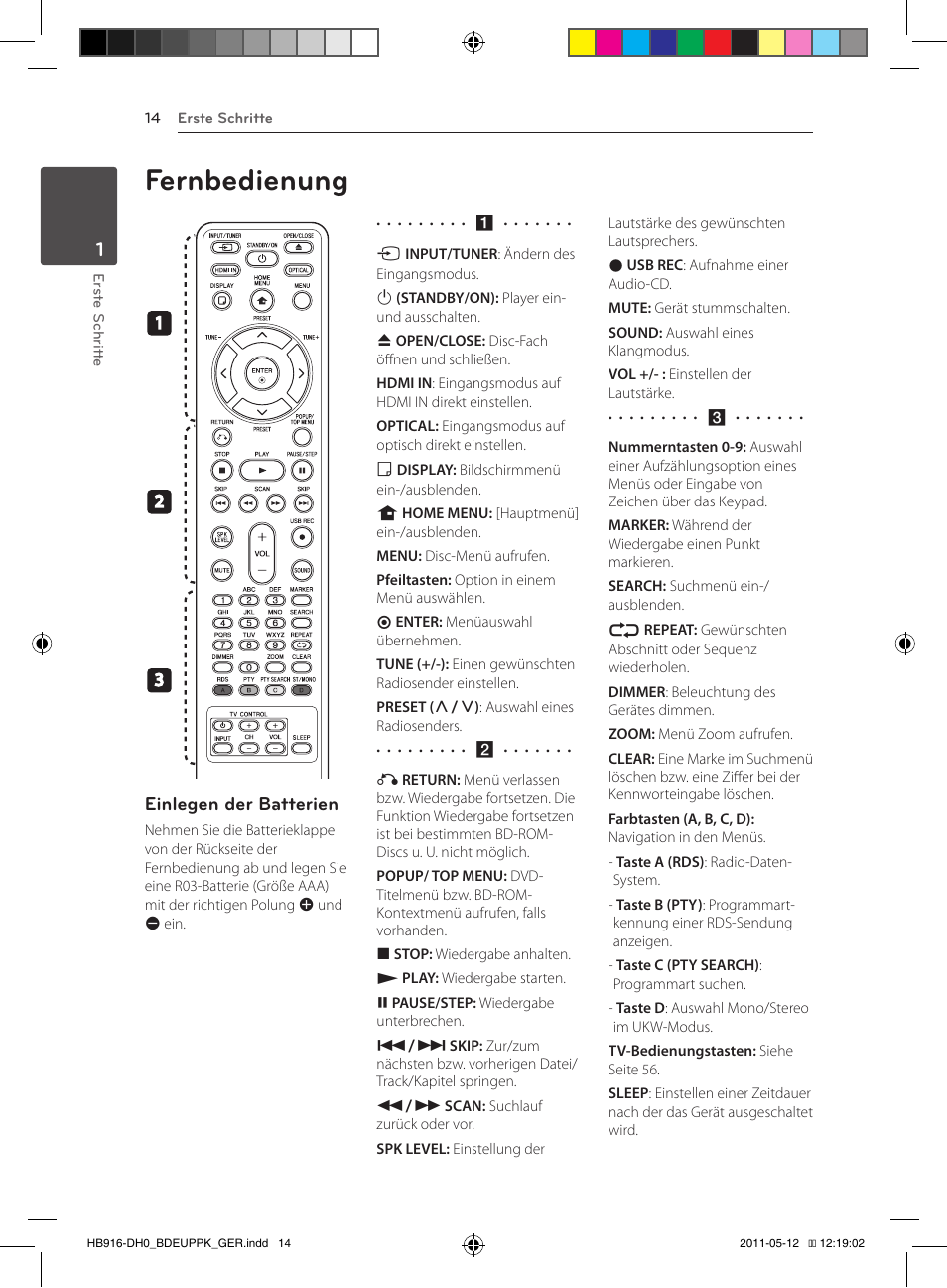 Fernbedienung, Einlegen der batterien | Pioneer BCS-414 User Manual | Page 148 / 400