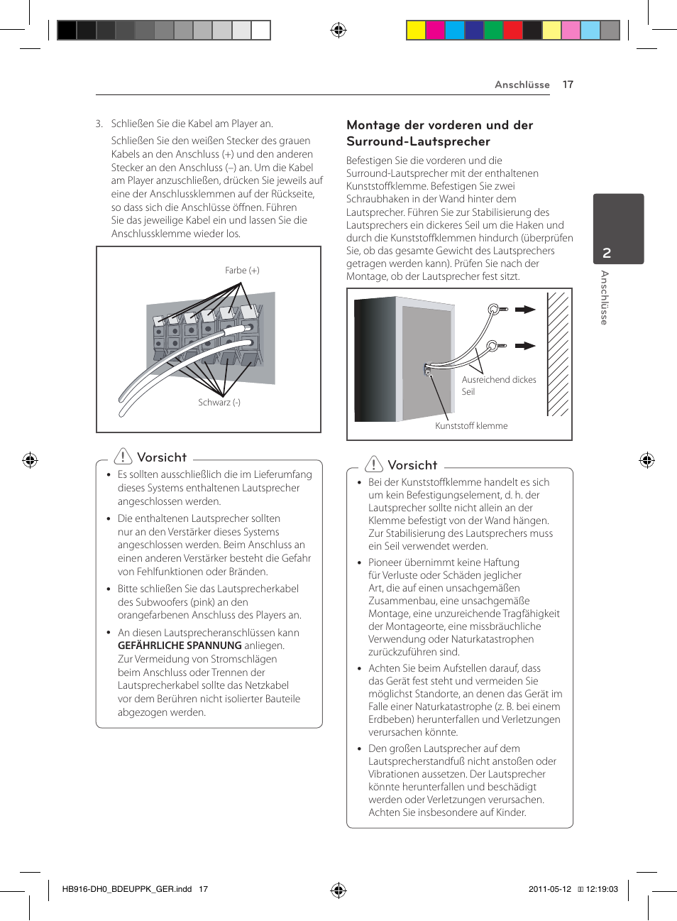 Vorsicht | Pioneer BCS-414 User Manual | Page 151 / 400