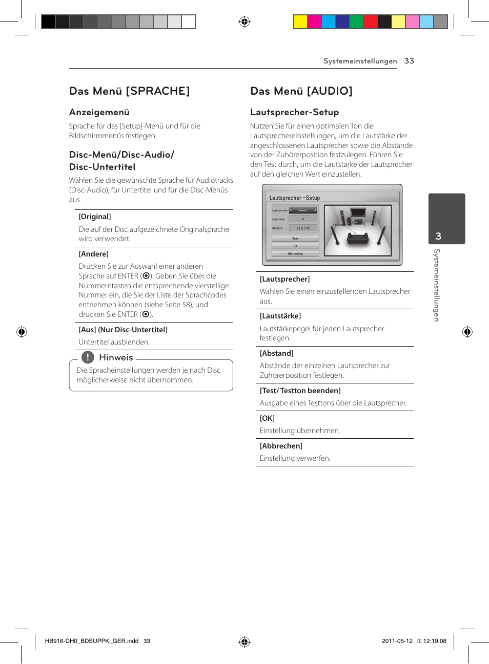 33 – das menü [sprache] 33 – das menü [audio, Das menü [sprache, Das menü [audio | Pioneer BCS-414 User Manual | Page 167 / 400