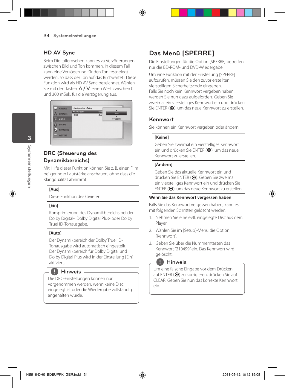 34 – das menü [sperre, Das menü [sperre | Pioneer BCS-414 User Manual | Page 168 / 400