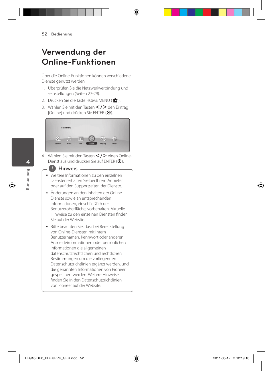 52 verwendung der online-funktionen, Verwendung der online-funktionen | Pioneer BCS-414 User Manual | Page 186 / 400