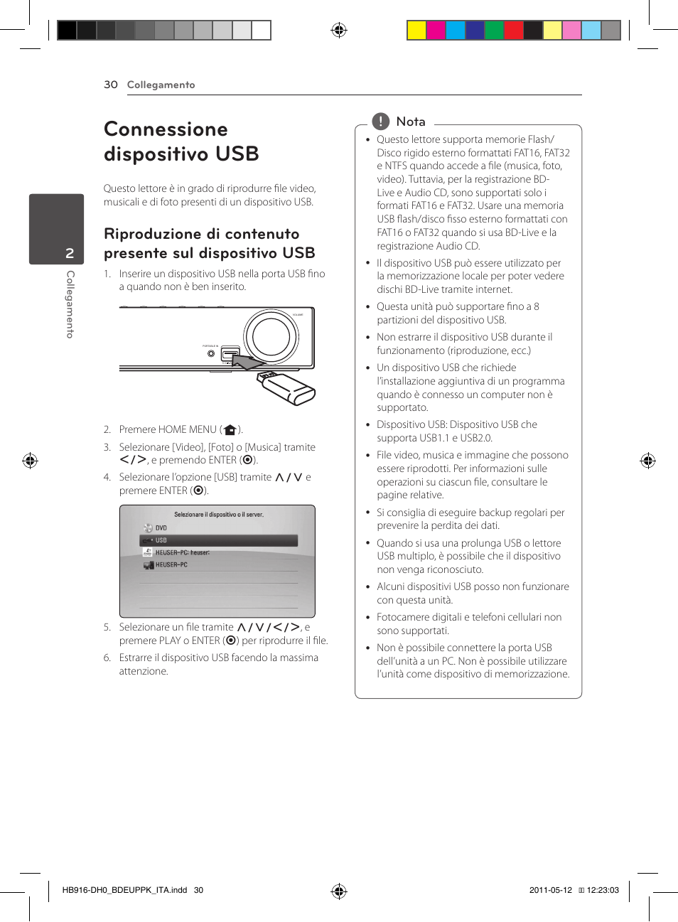 Sul dispositivo usb, Connessione dispositivo usb | Pioneer BCS-414 User Manual | Page 228 / 400