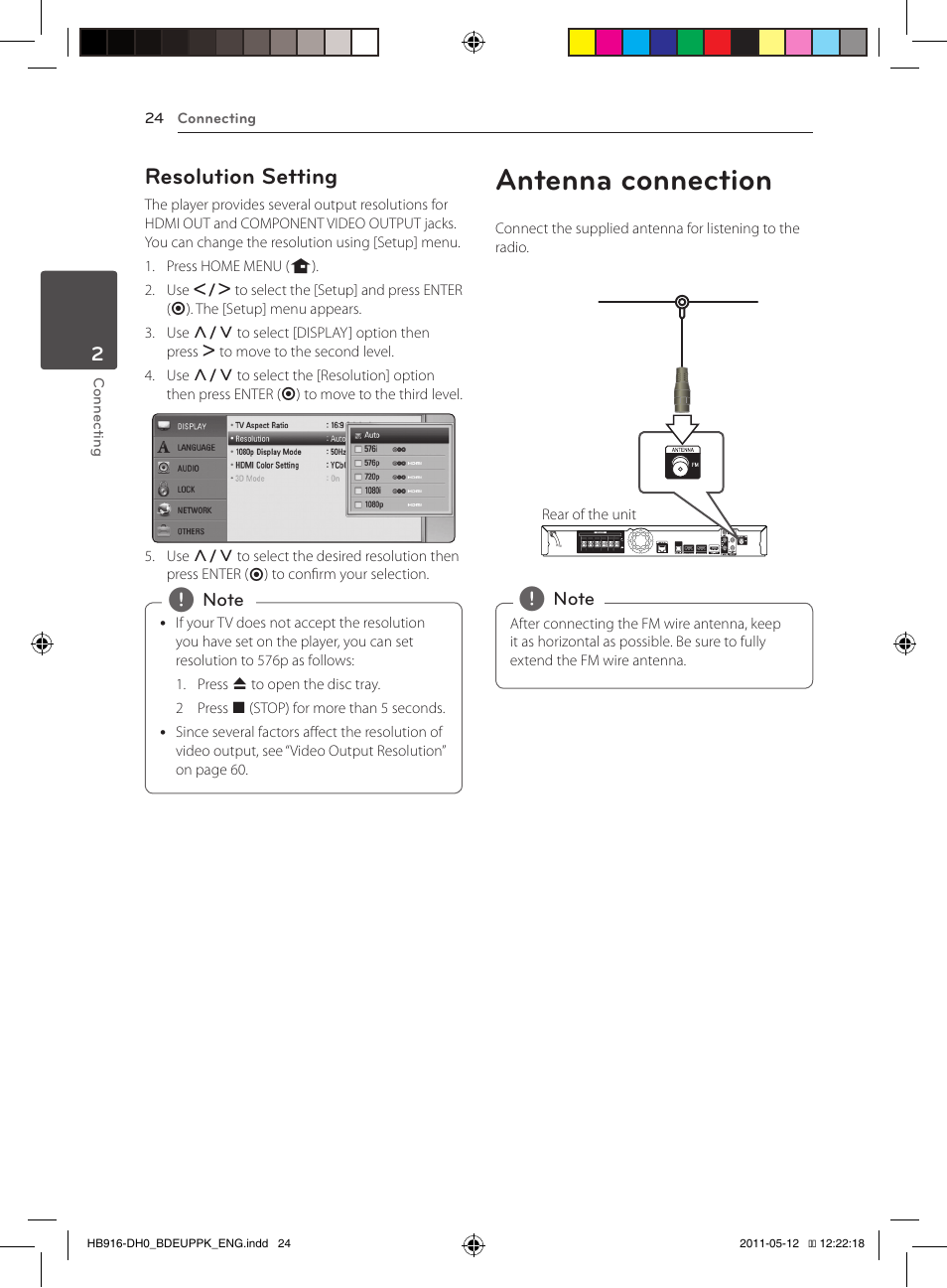 24 – resolution setting 24 antenna connection, Antenna connection, Resolution setting | Pioneer BCS-414 User Manual | Page 24 / 400