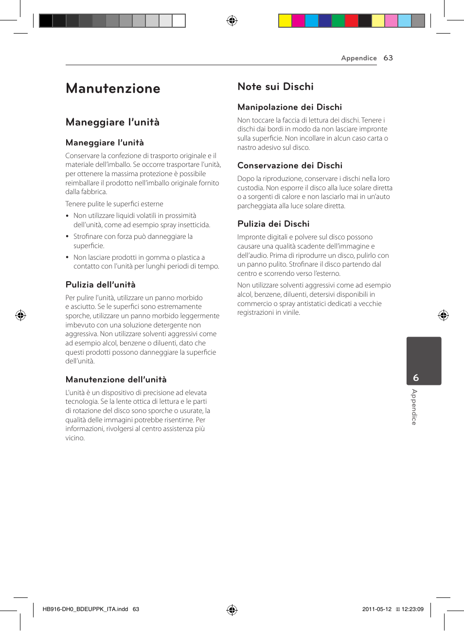 Manutenzione, Maneggiare l’unità | Pioneer BCS-414 User Manual | Page 261 / 400