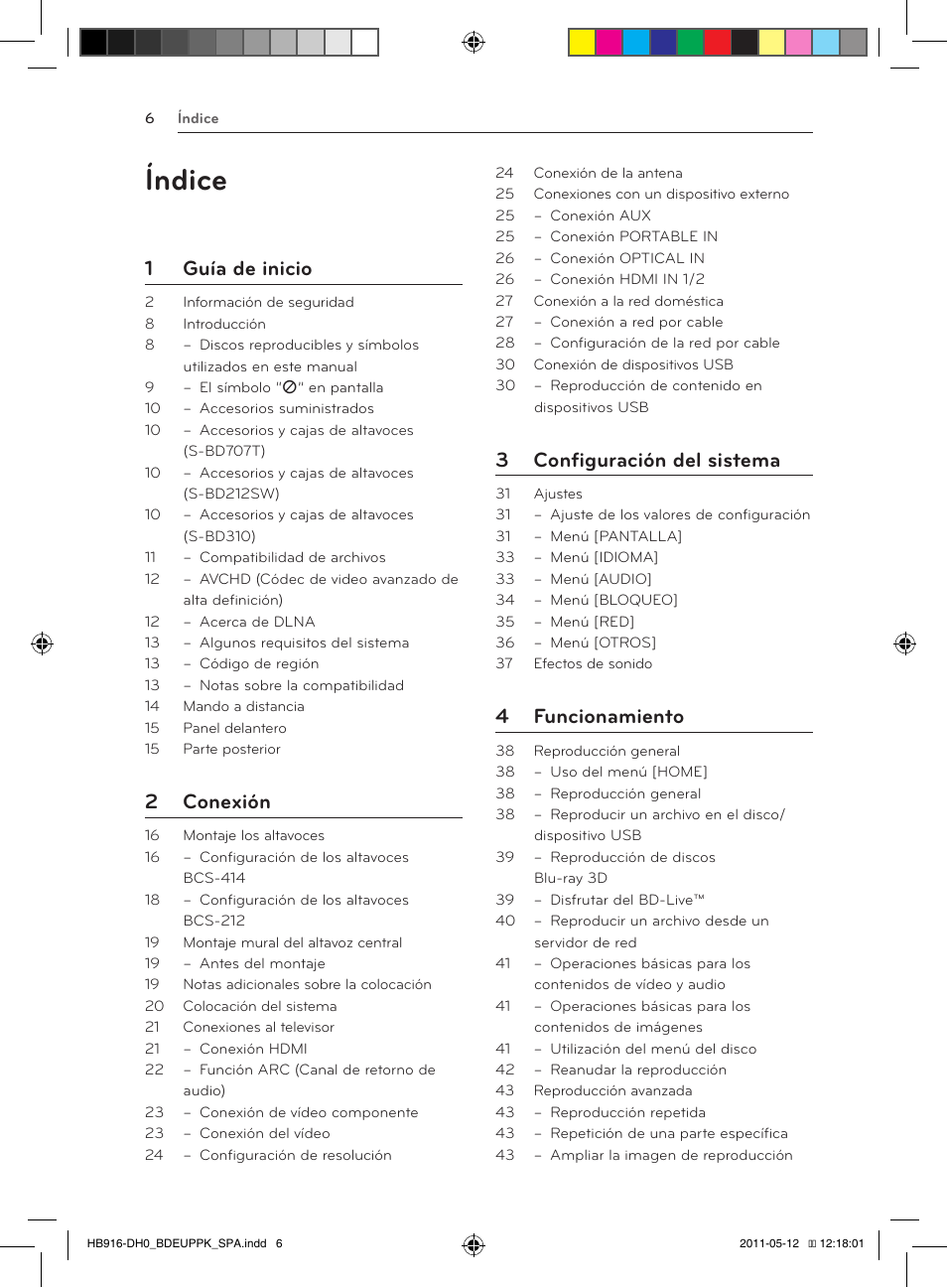 Índice, 1 guía de inicio, 2 conexión | 3 configuración del sistema, 4 funcionamiento | Pioneer BCS-414 User Manual | Page 268 / 400