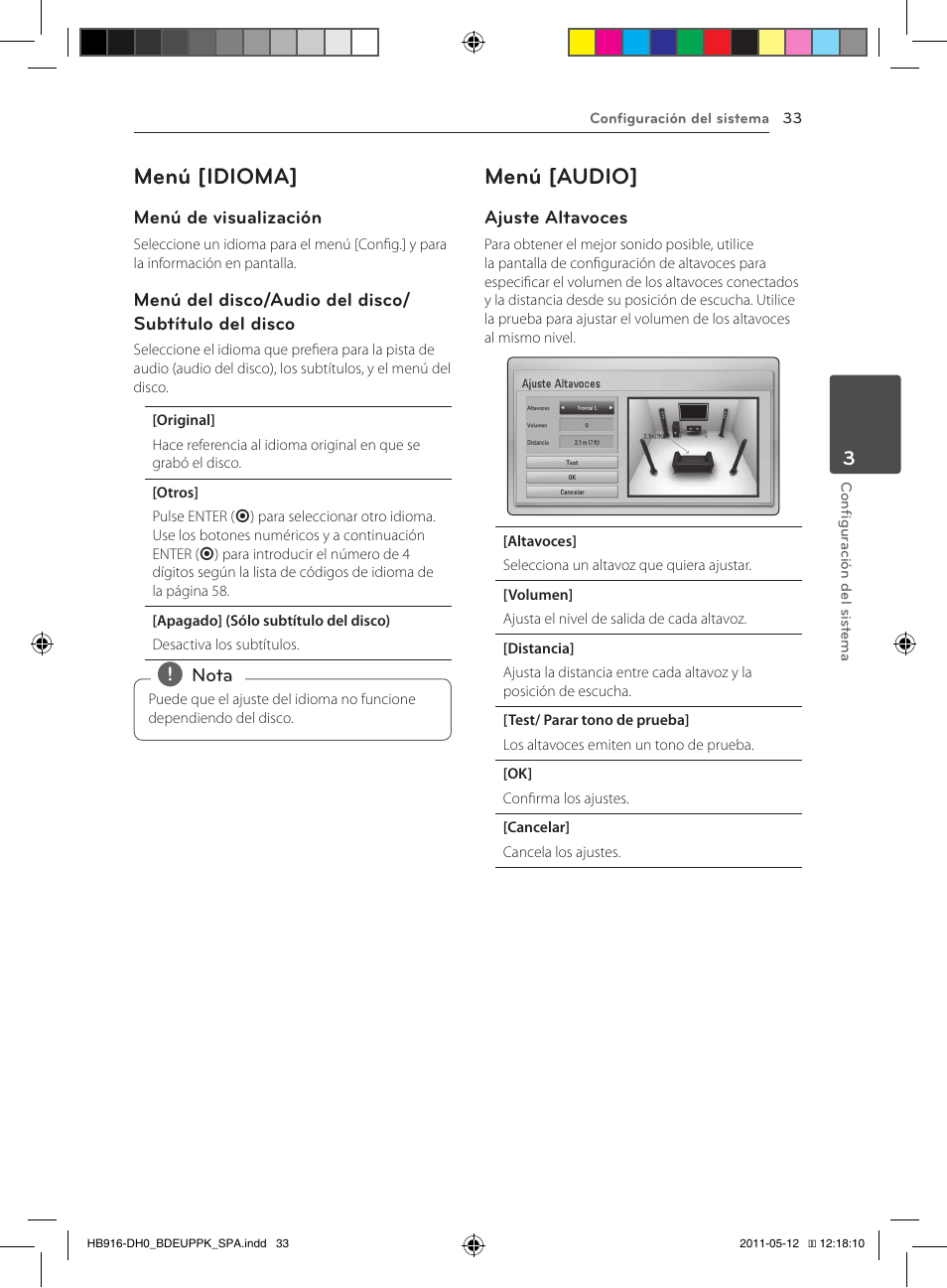 33 – menú [idioma] 33 – menú [audio, Menú [idioma, Menú [audio | Pioneer BCS-414 User Manual | Page 295 / 400