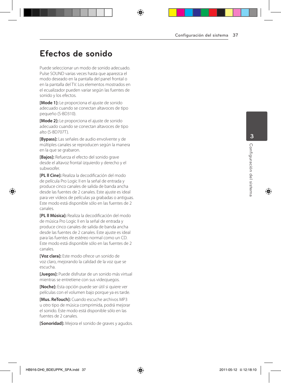 37 efectos de sonido, Efectos de sonido | Pioneer BCS-414 User Manual | Page 299 / 400