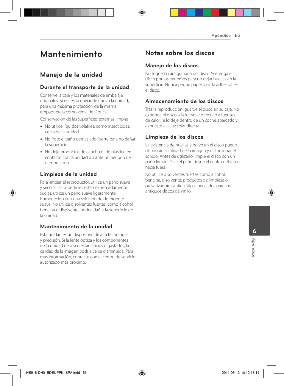 Mantenimiento, Manejo de la unidad, Notas sobre los discos | Pioneer BCS-414 User Manual | Page 325 / 400