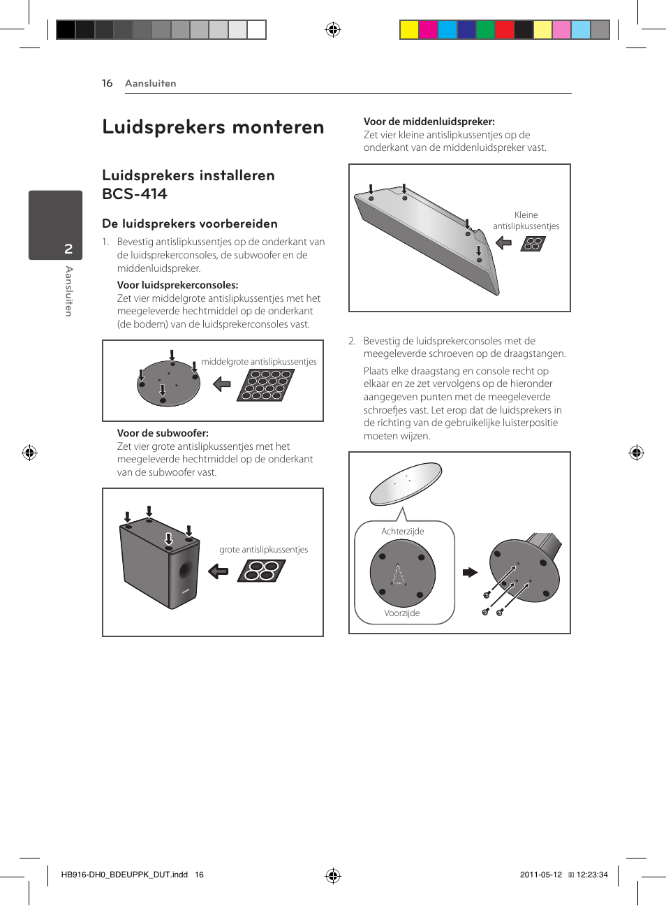 Luidsprekers monteren, 16 – luidsprekers installeren, Bcs-414 | Luidsprekers installeren bcs-414, De luidsprekers voorbereiden | Pioneer BCS-414 User Manual | Page 342 / 400