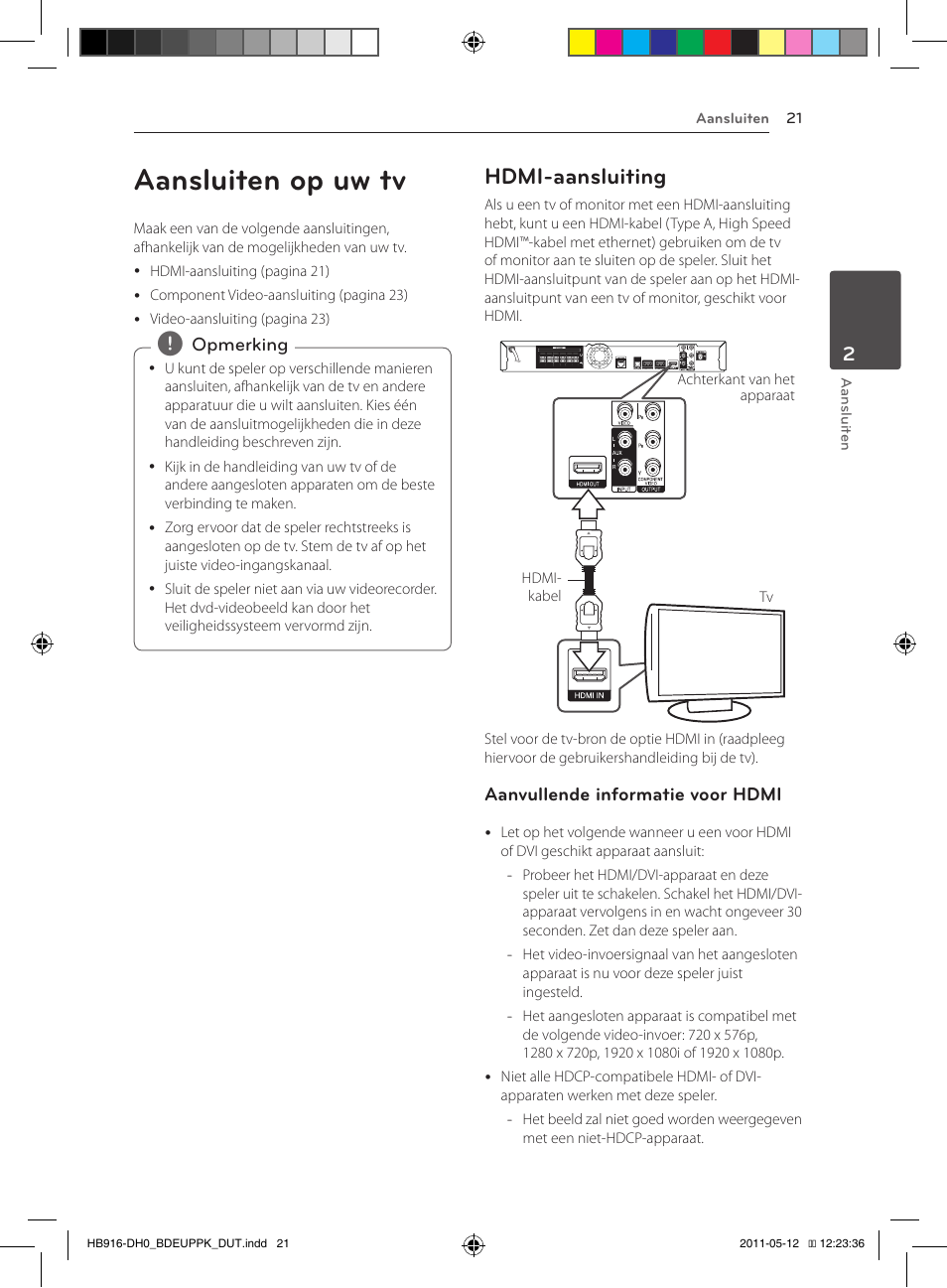 Aansluiten op uw tv, 21 – hdmi-aansluiting, Hdmi-aansluiting | Pioneer BCS-414 User Manual | Page 347 / 400