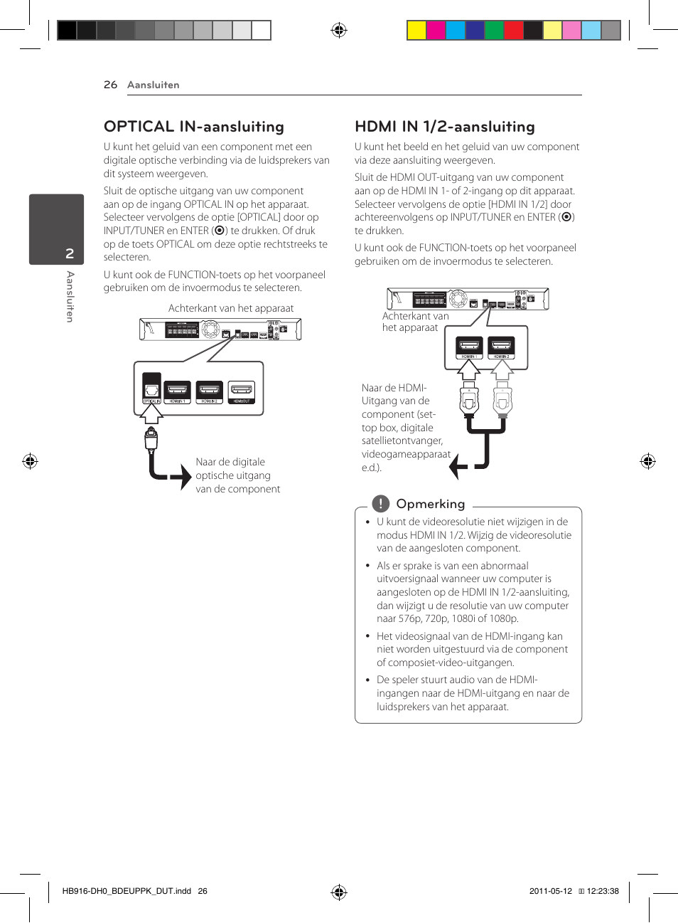 Optical in-aansluiting, Hdmi in 1/2-aansluiting | Pioneer BCS-414 User Manual | Page 352 / 400