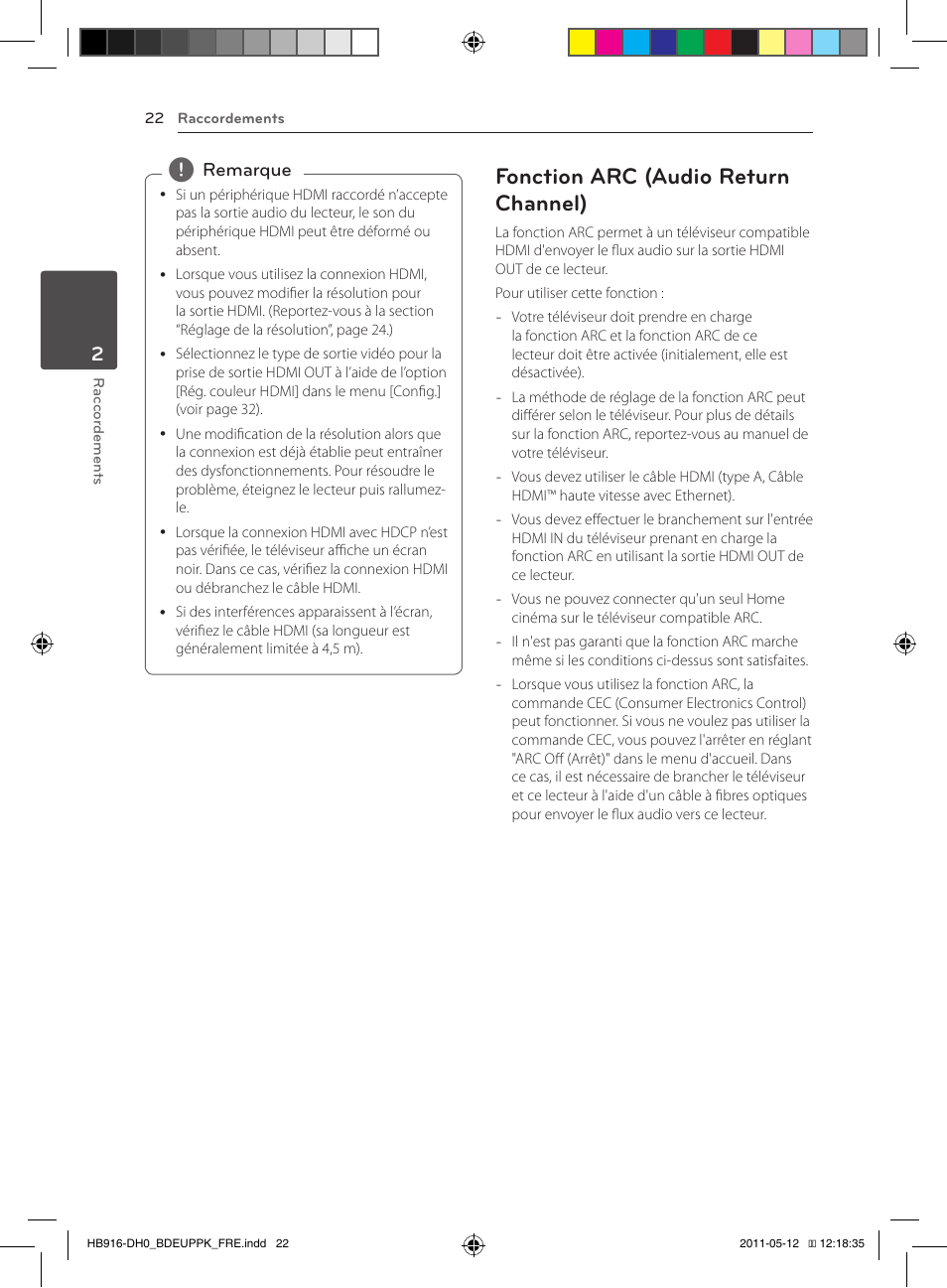 22 – fonction arc (audio return channel), Fonction arc (audio return channel) | Pioneer BCS-414 User Manual | Page 86 / 400