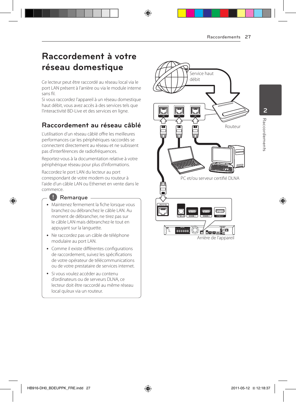 Raccordement à votre réseau domestique, Raccordement au réseau câblé | Pioneer BCS-414 User Manual | Page 91 / 400