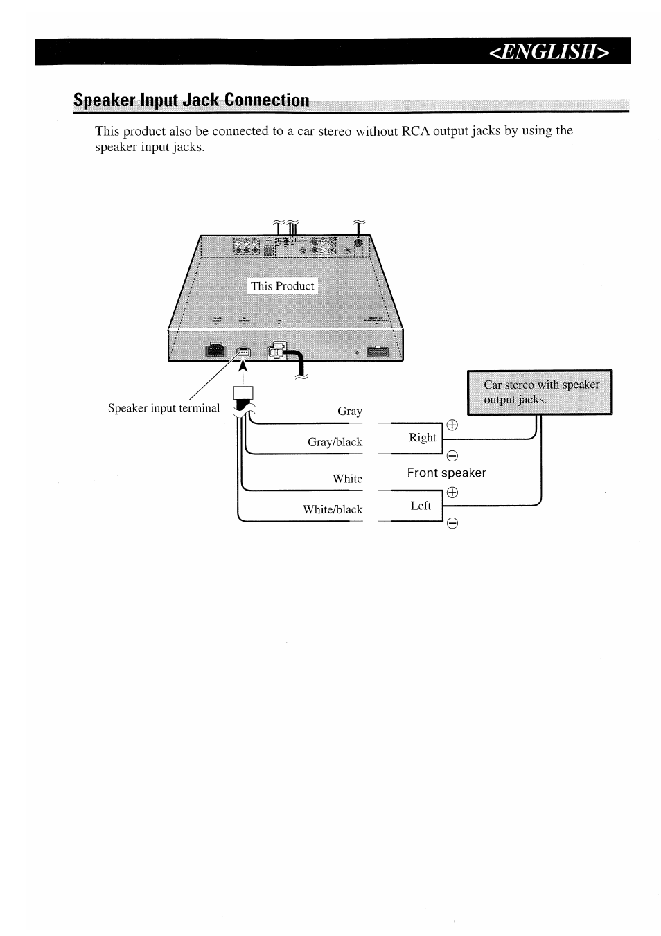 Speaker input jack connection, English | Pioneer AVM-P7000R User Manual | Page 9 / 25