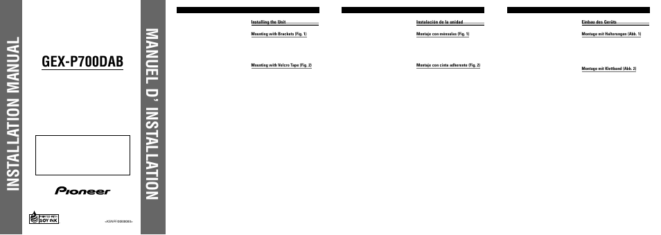 Pioneer GEX-P700DAB User Manual | 4 pages