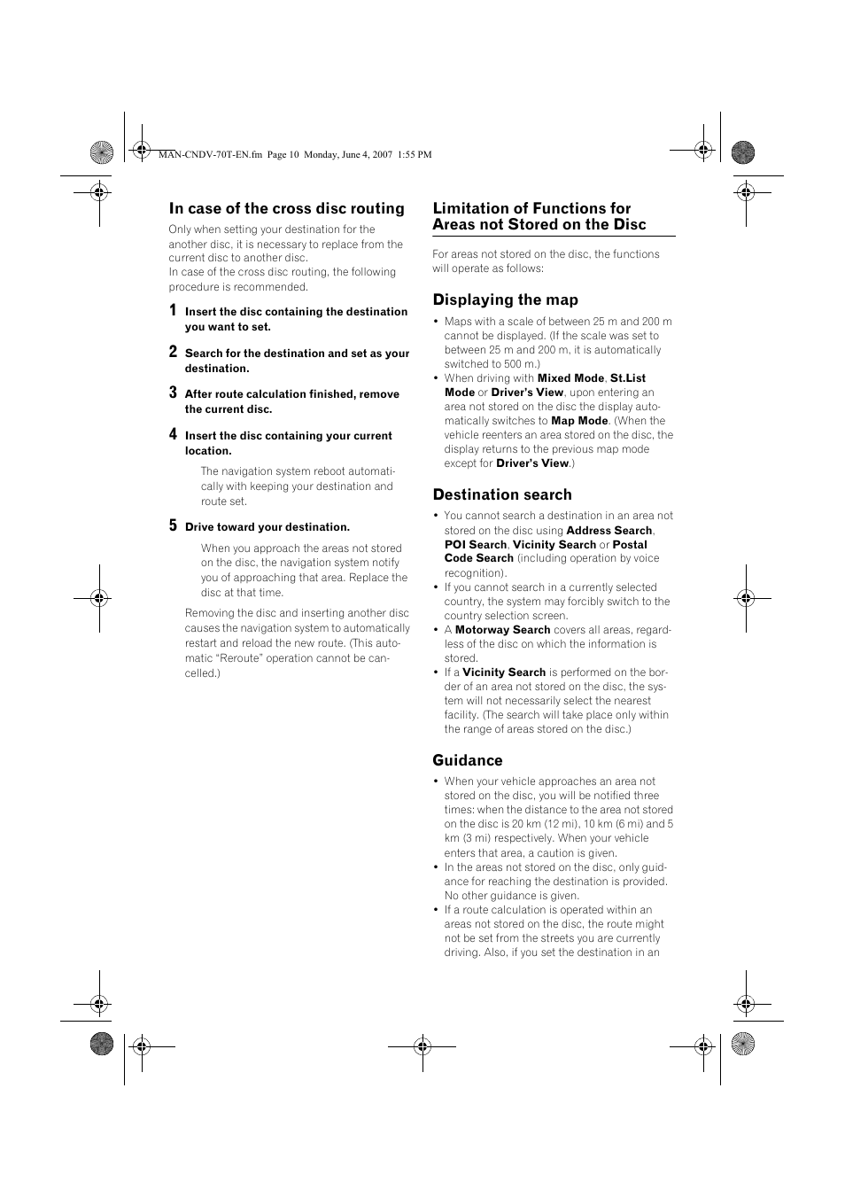 Displaying the map, Destination search, Guidance | Pioneer CNDV-70T User Manual | Page 10 / 16