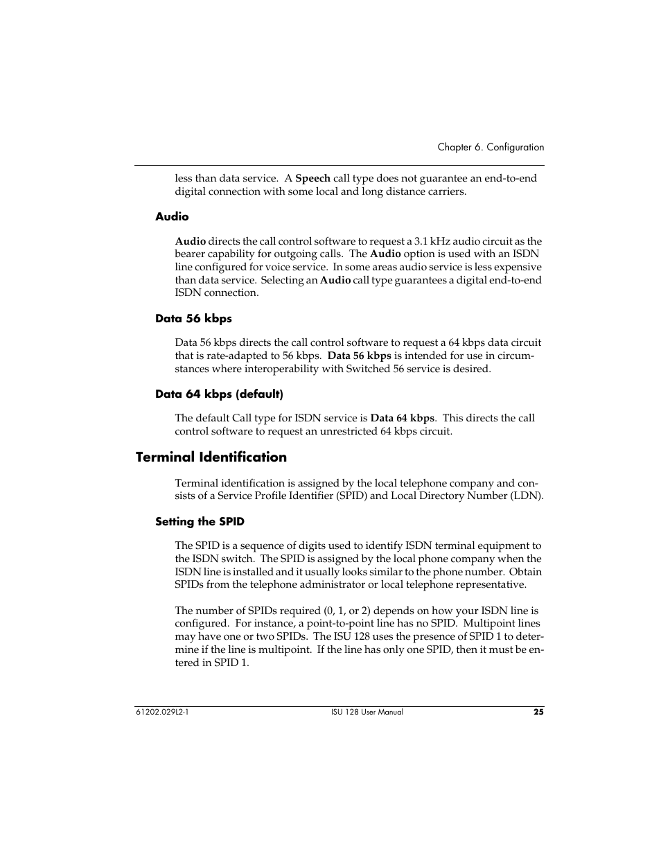 Terminal identification | ADTRAN ISU 128 User Manual | Page 40 / 152