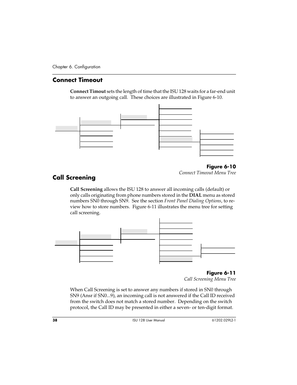 Connect timeout, Call screening | ADTRAN ISU 128 User Manual | Page 53 / 152