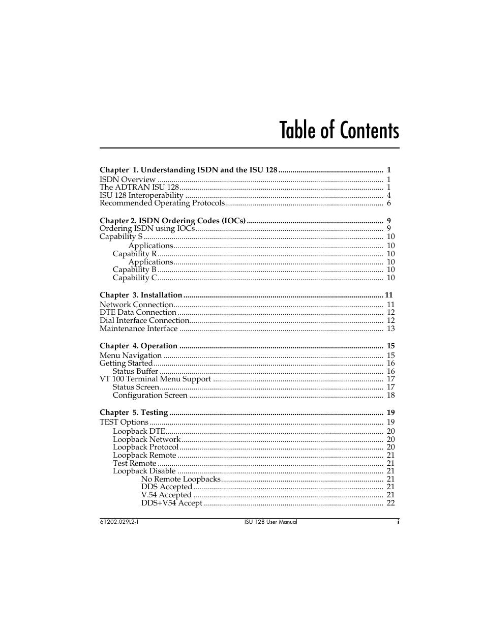 ADTRAN ISU 128 User Manual | Page 6 / 152