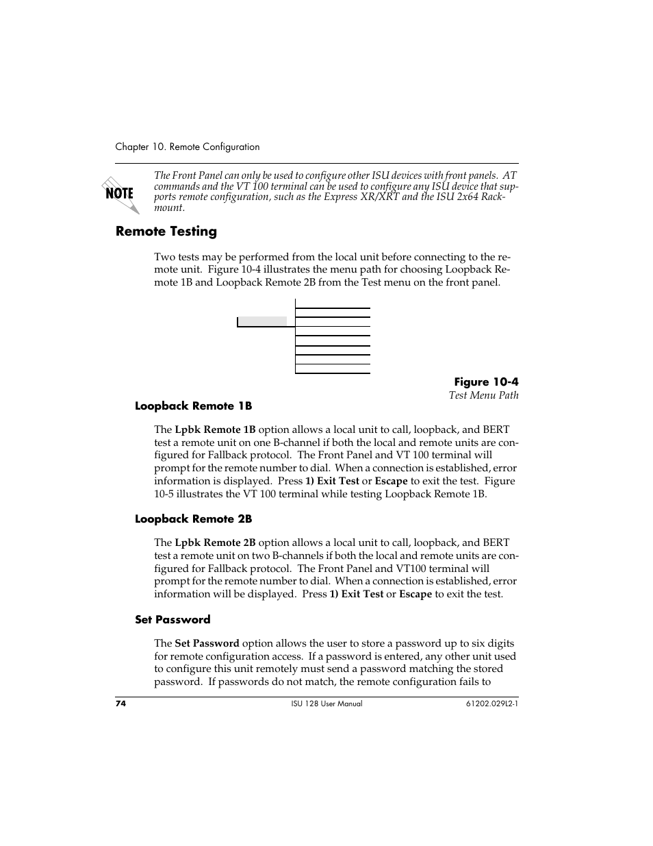 Remote testing | ADTRAN ISU 128 User Manual | Page 89 / 152