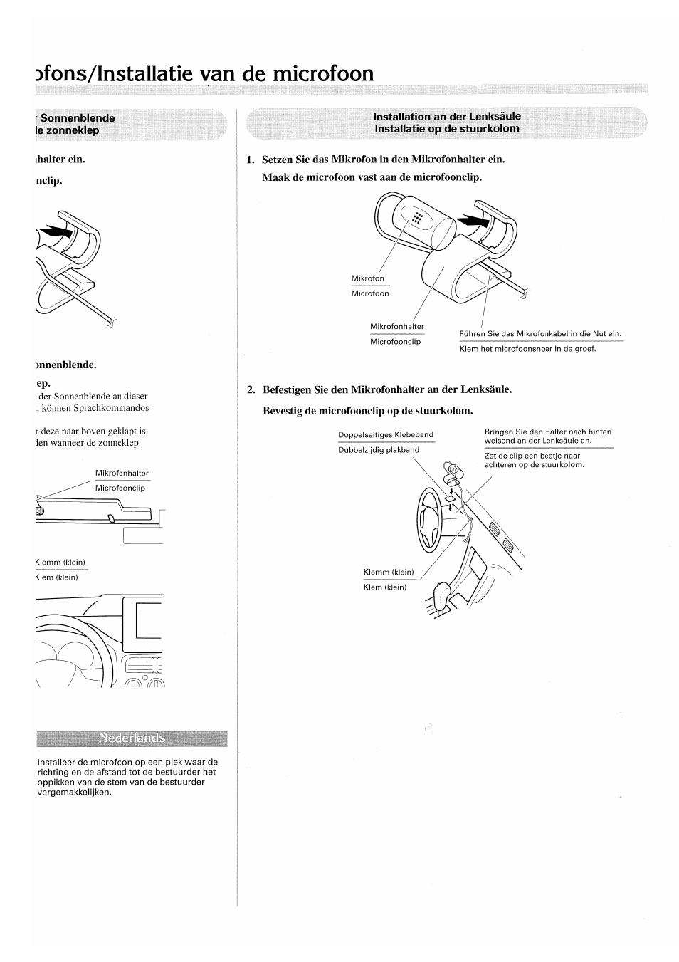 Dfons/installatie van de microfoon | Pioneer CDX-P2050VN User Manual | Page 13 / 17