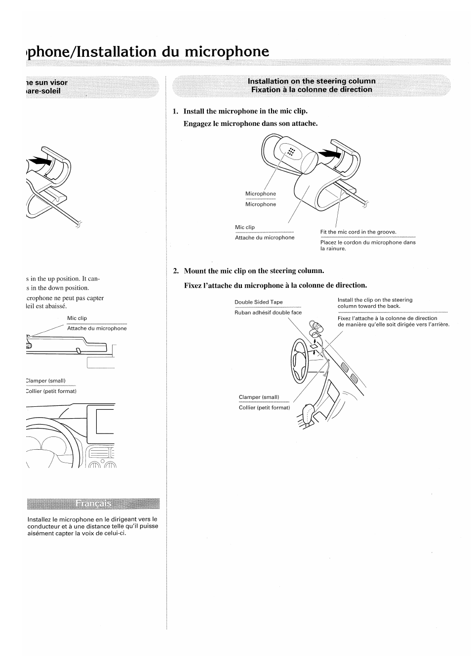 Phone/installation du microphone | Pioneer CDX-P2050VN User Manual | Page 5 / 17