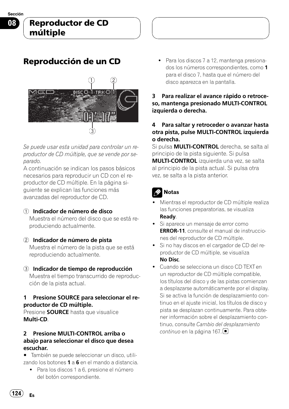 Reproductor de cd múltiple reproducción de un cd, Reproducción de un cd, Reproductor de cd múltiple | Pioneer DEH-P88RS-II User Manual | Page 124 / 180