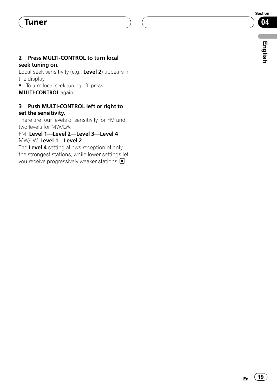 Tuner | Pioneer DEH-P88RS-II User Manual | Page 19 / 180