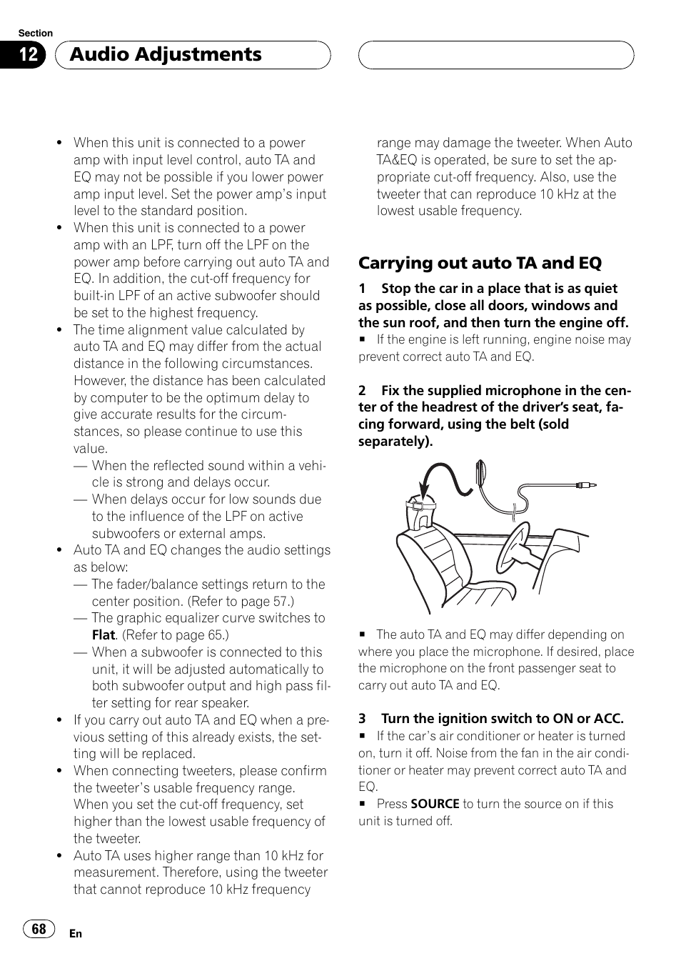 Carrying out auto ta and eq 68, Audio adjustments, Carrying out auto ta and eq | Pioneer DEH-P88RS-II User Manual | Page 68 / 180