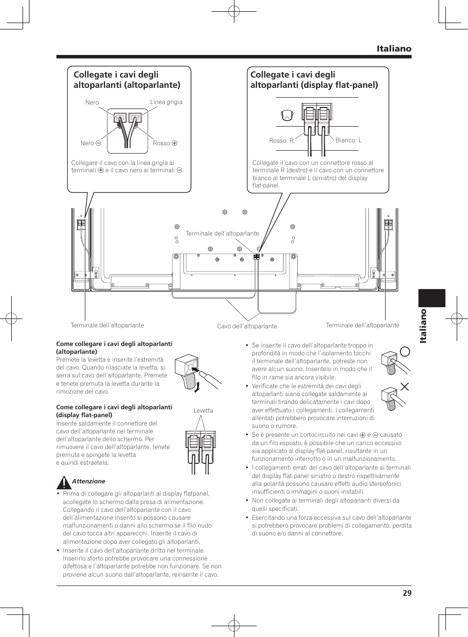 Italiano, Collegate i cavi degli altoparlanti (altoparlante) | Pioneer KRP-S04 User Manual | Page 29 / 56