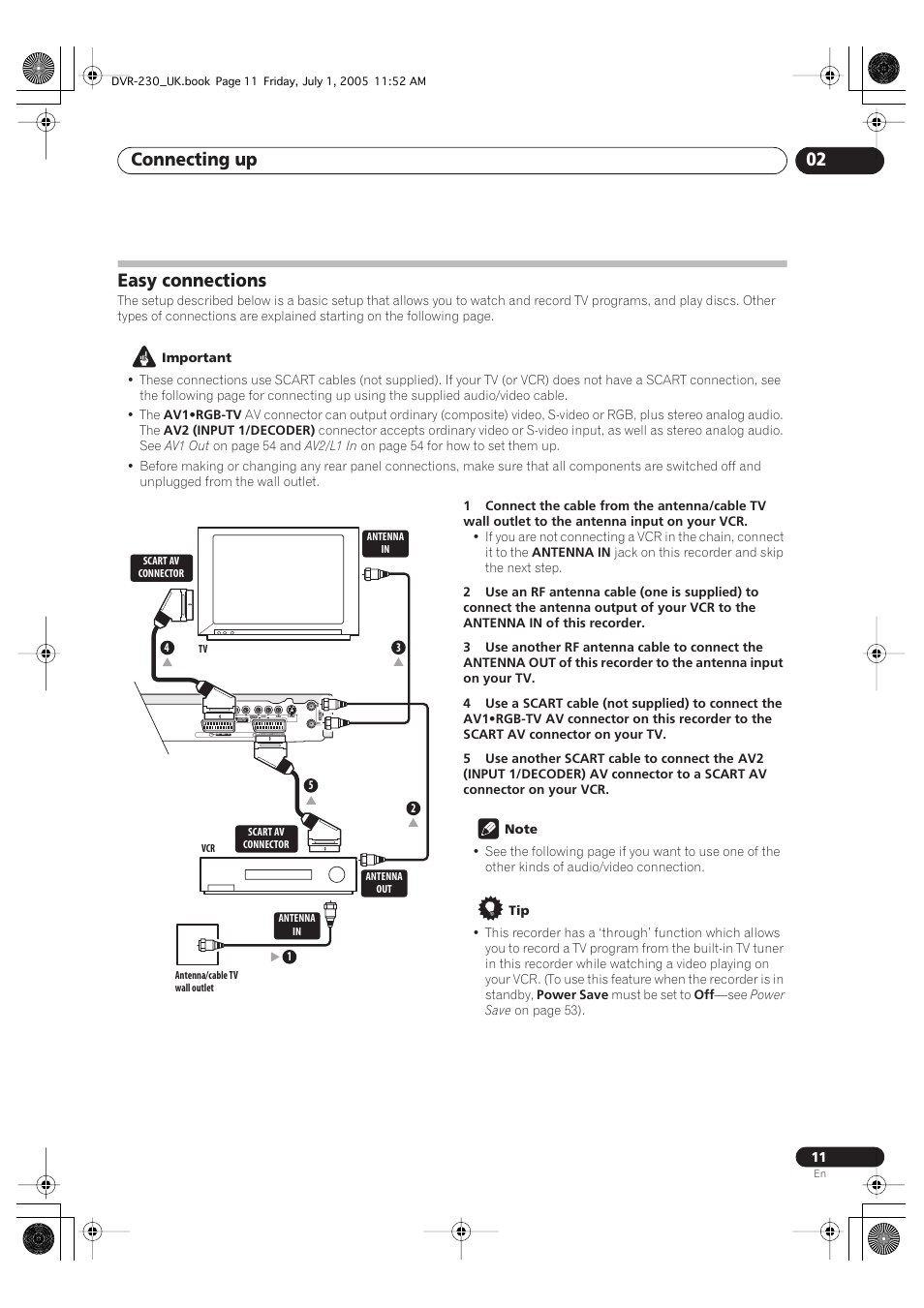 Easy connections, Connecting up 02 | Pioneer DVR-230-S User Manual | Page 11 / 76