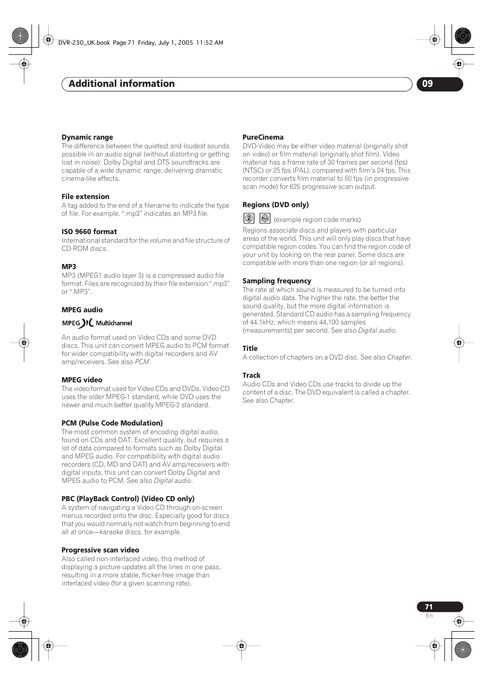 Additional information 09 | Pioneer DVR-230-S User Manual | Page 71 / 76