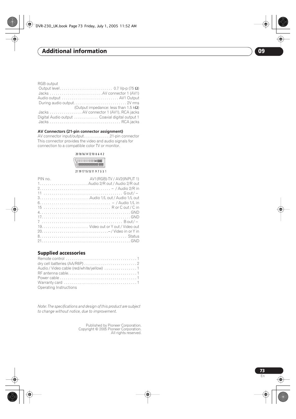 Additional information 09 | Pioneer DVR-230-S User Manual | Page 73 / 76