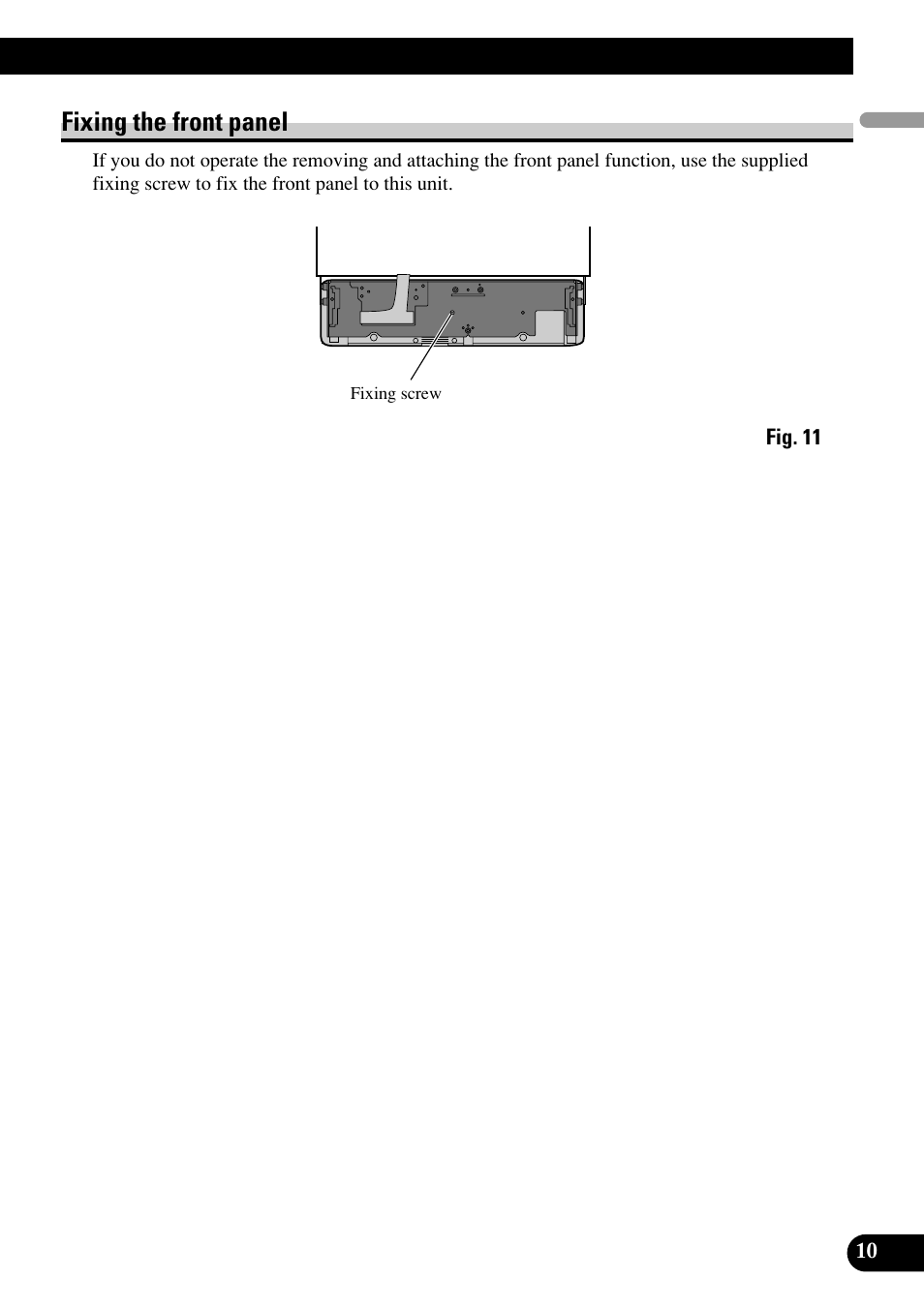Fixing the front panel | Pioneer DEH-P75BT User Manual | Page 11 / 86