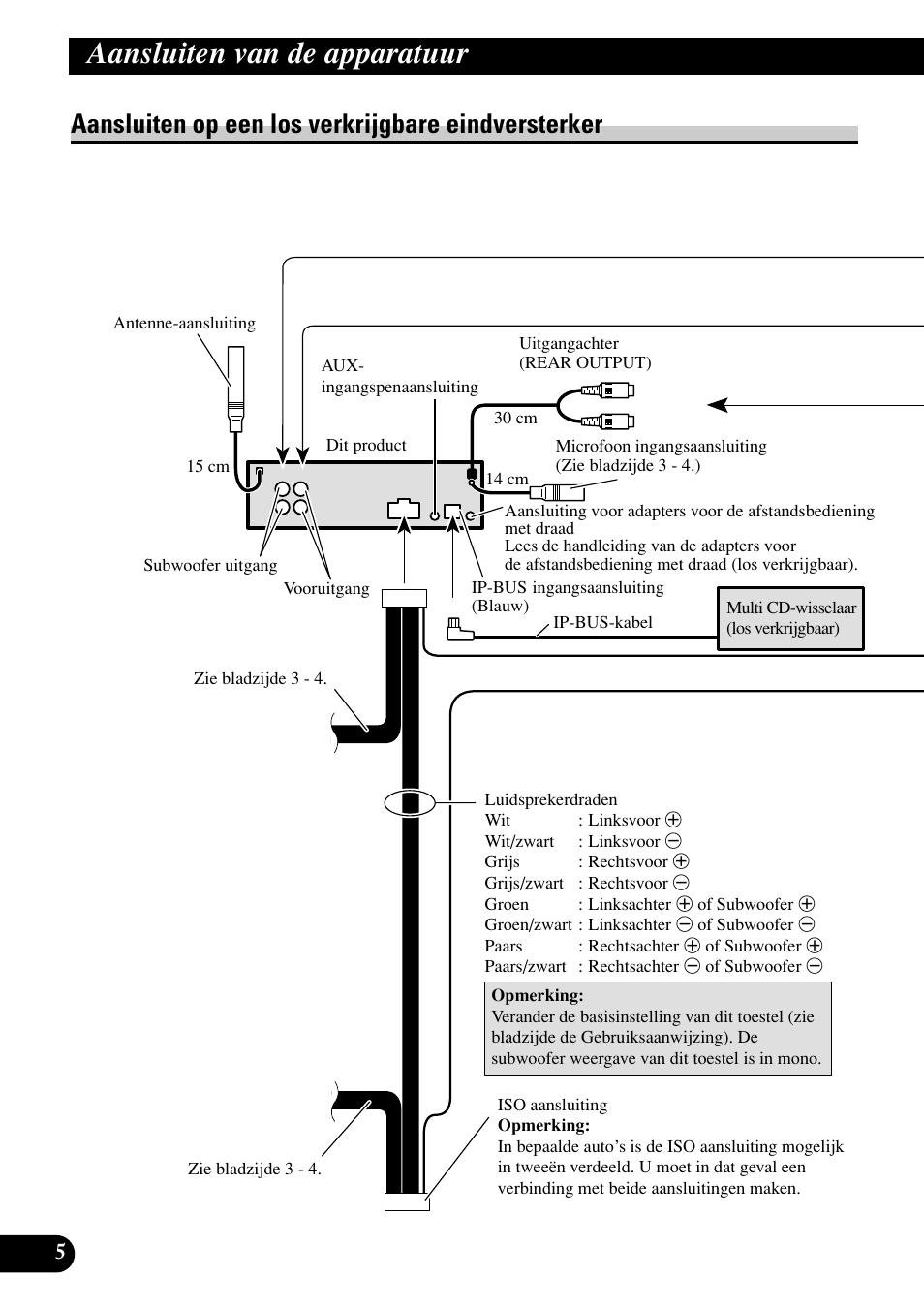 Aansluiten op een los verkrijgbare, Eindversterker, Aansluiten van de apparatuur | Aansluiten op een los verkrijgbare eindversterker | Pioneer DEH-P75BT User Manual | Page 66 / 86