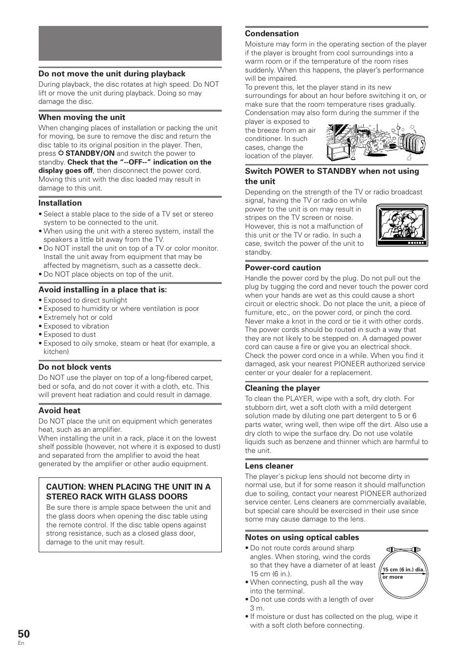 For proper and long use of this unit | Pioneer DV-343 User Manual | Page 50 / 56