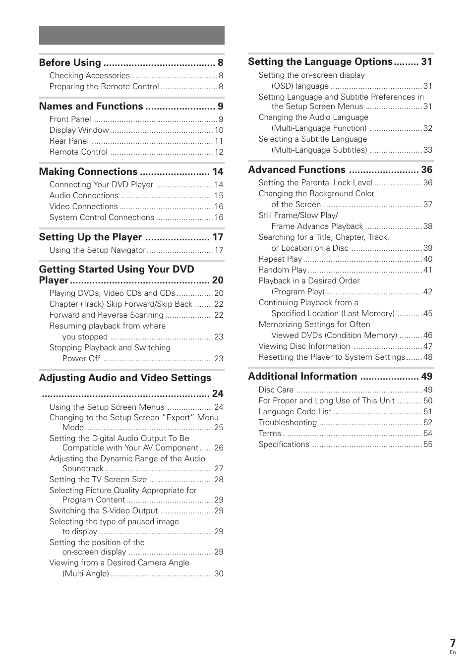 Pioneer DV-343 User Manual | Page 7 / 56