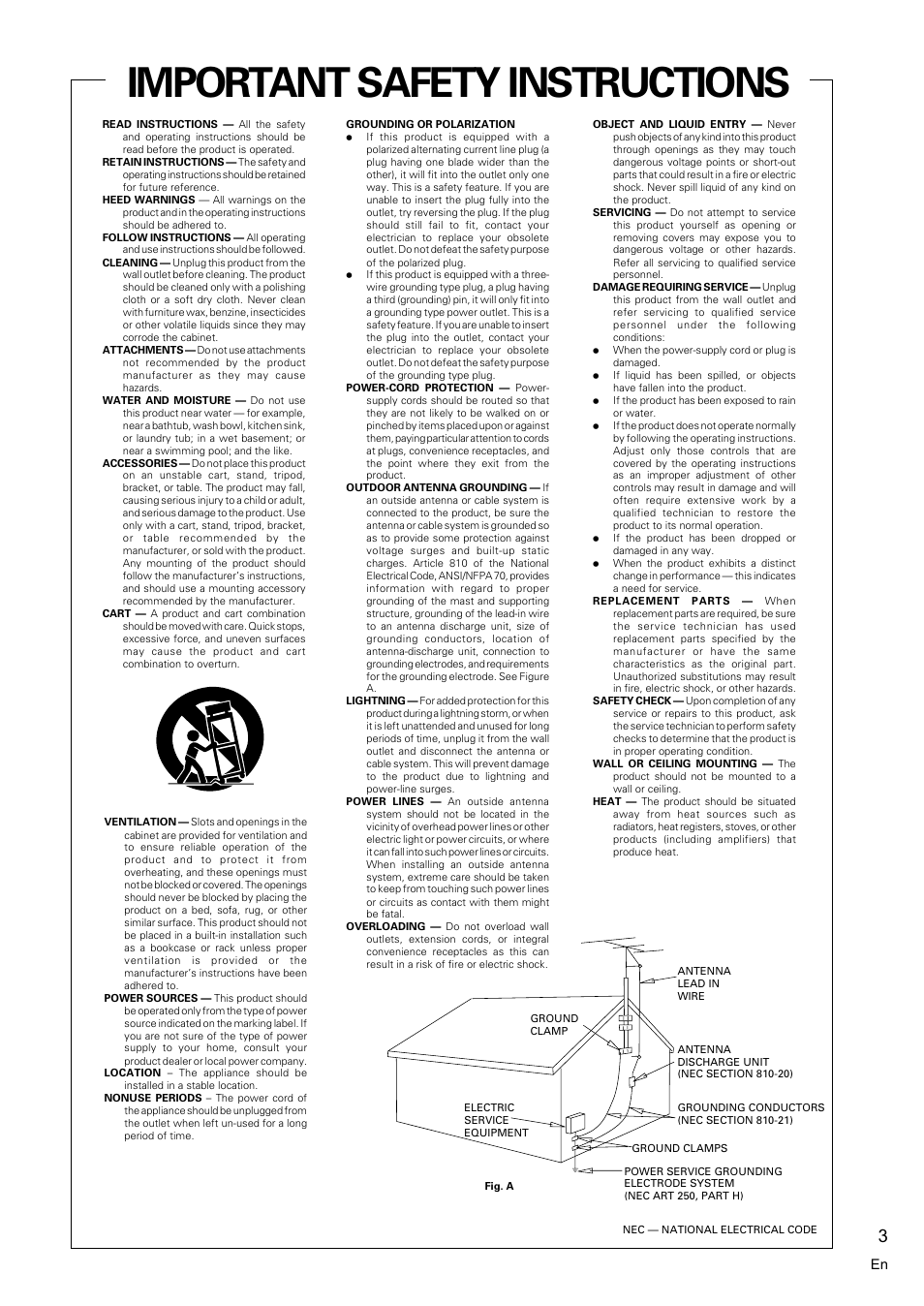 Important safety instructions | Pioneer VSX-D510 User Manual | Page 3 / 36