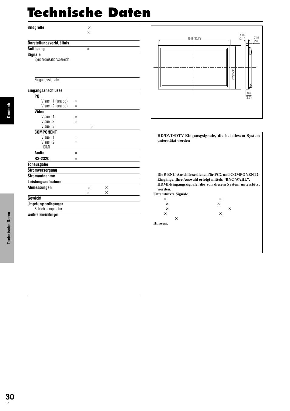 Technische daten | Pioneer PDP-615EX User Manual | Page 105 / 106