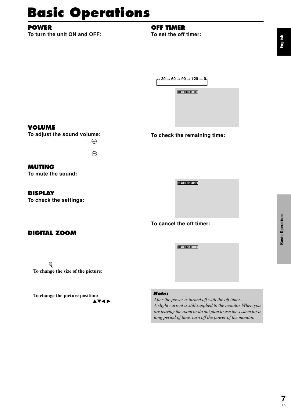 Basic operations, Power, Volume | Muting, Display, Digital zoom, Off timer | Pioneer PDP-615EX User Manual | Page 12 / 106