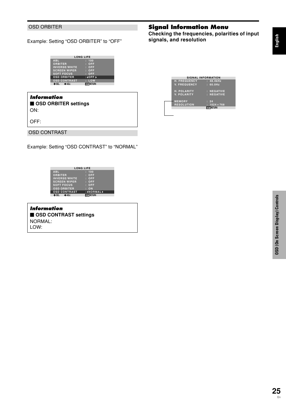 Signal information menu | Pioneer PDP-615EX User Manual | Page 30 / 106