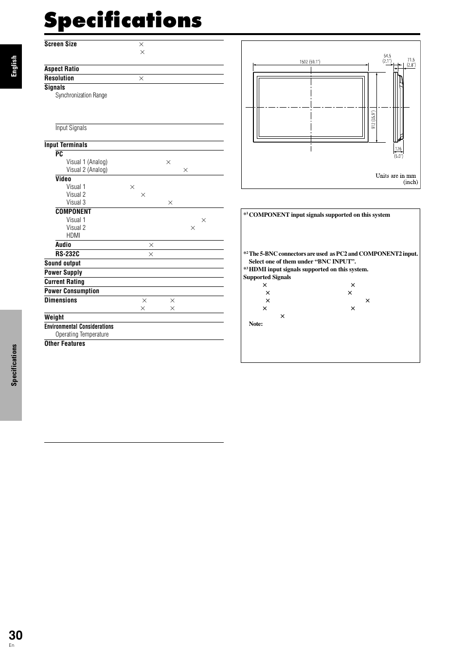 Specifications | Pioneer PDP-615EX User Manual | Page 35 / 106