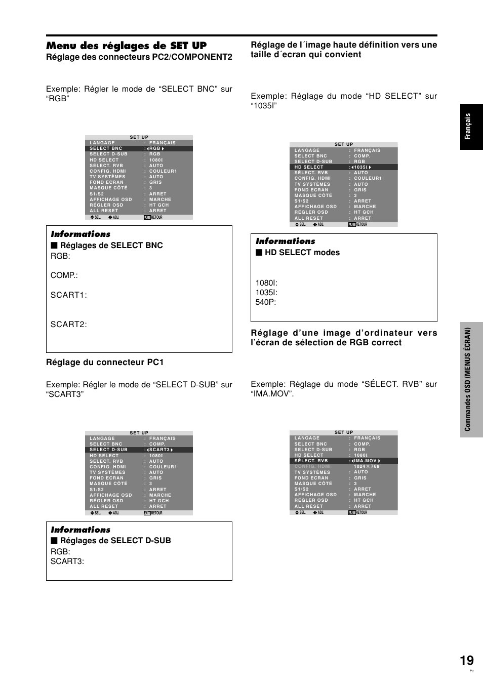 Menu des réglages de set up | Pioneer PDP-615EX User Manual | Page 58 / 106