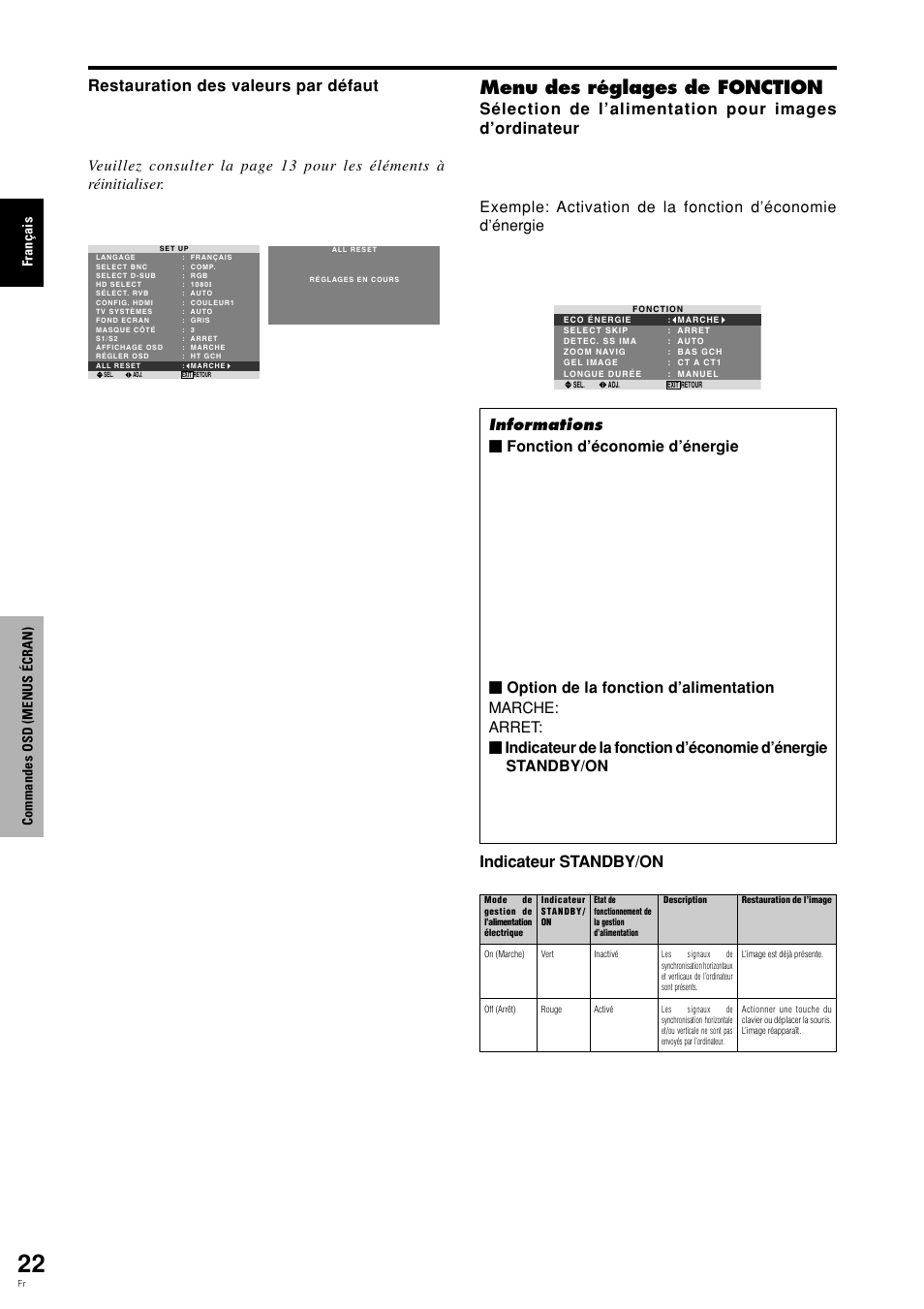 Menu des réglages de fonction | Pioneer PDP-615EX User Manual | Page 61 / 106