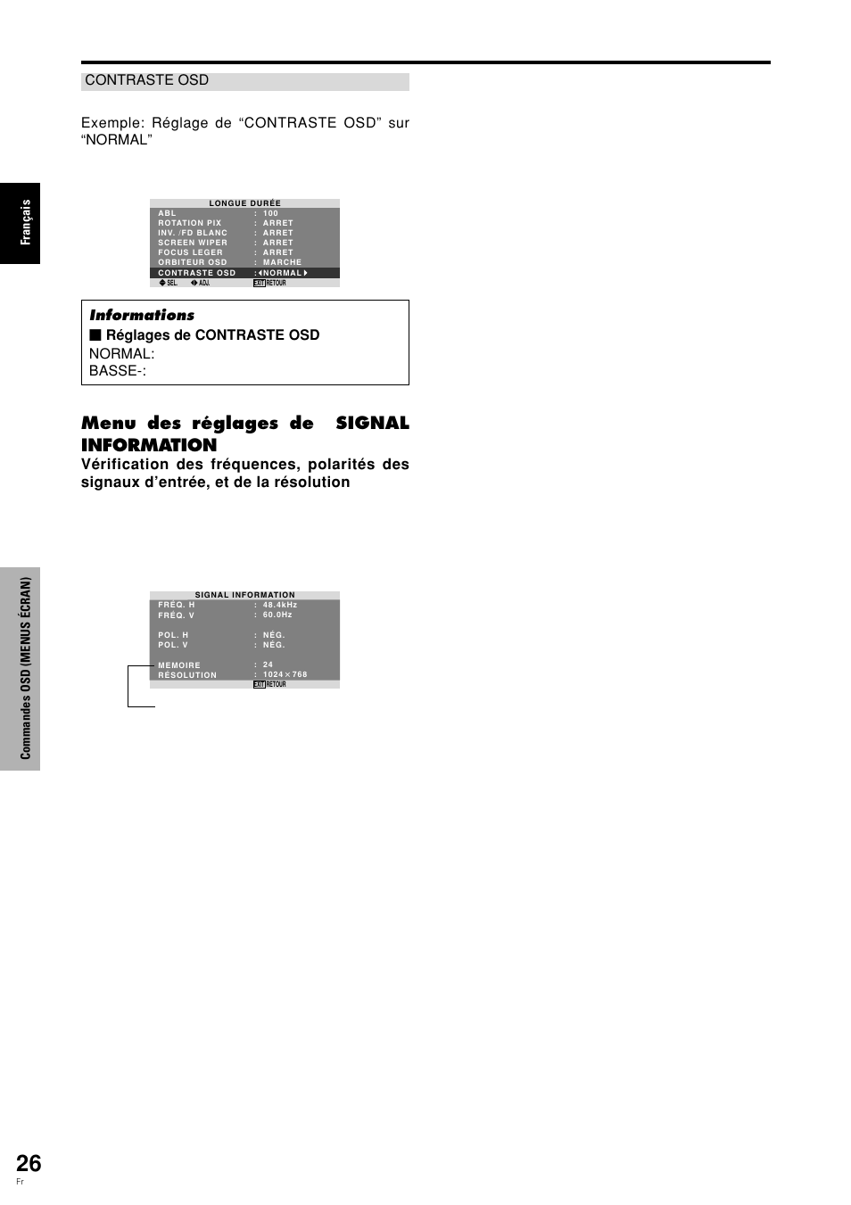 Menu des réglages de signal information | Pioneer PDP-615EX User Manual | Page 65 / 106