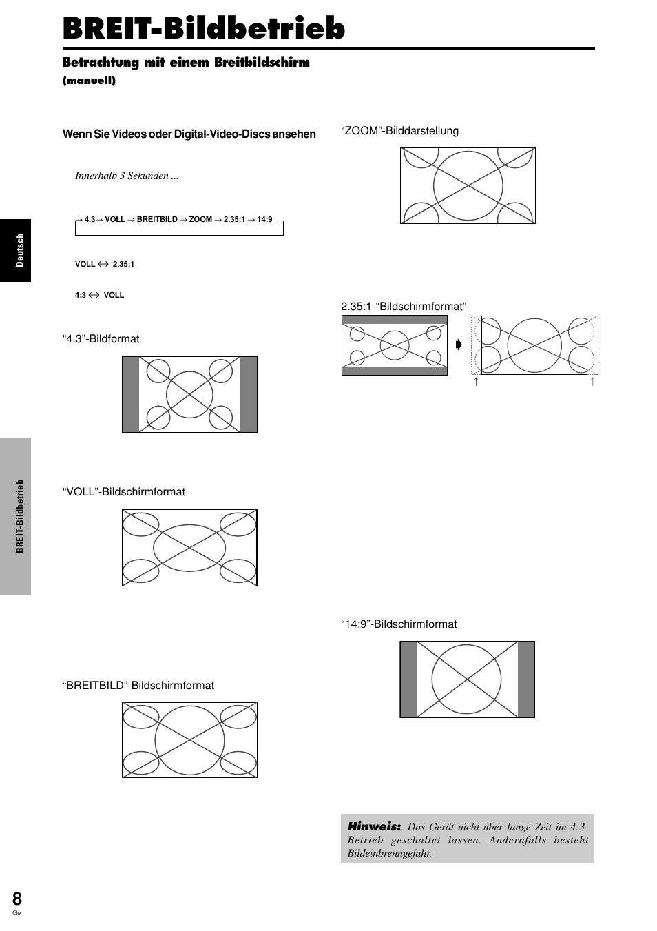 Breit-bildbetrieb | Pioneer PDP-615EX User Manual | Page 83 / 106