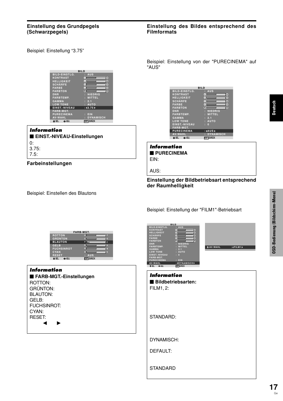 Deutsch osd-bedienung (bildschirm-menu) | Pioneer PDP-615EX User Manual | Page 92 / 106